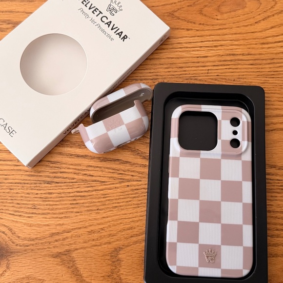 SOLD Velvet Caviar Nude Vibe Checker iPhone 17 Pro Case + AirPod Pro Case - Picture 1 of 13